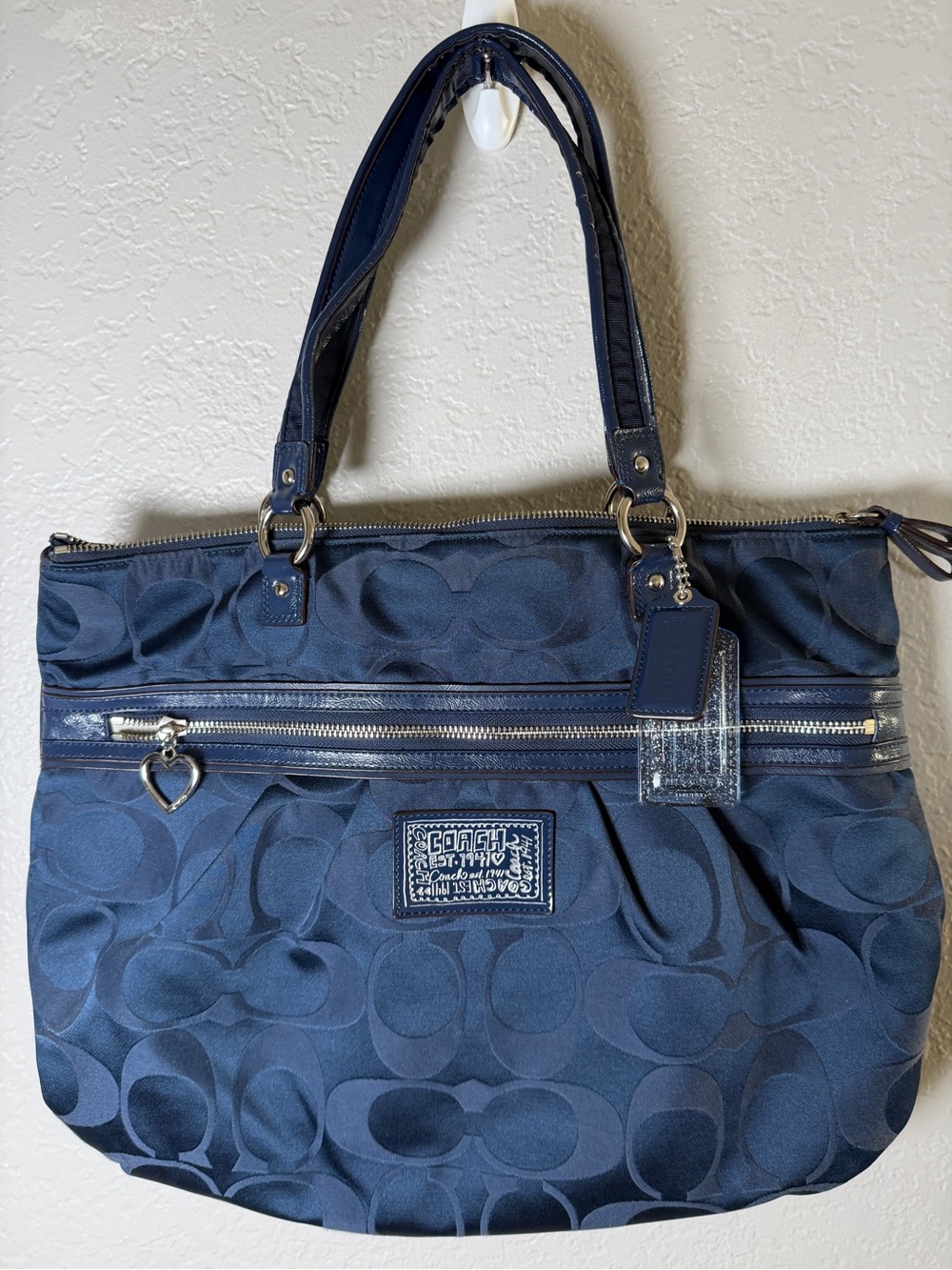 Rare Vintage Coach Poppy Navy Signature XL Tote Y2K Archive